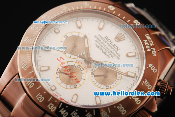 Rolex Daytona II Automatic Movement Brown PVD Case and Strap with White Dial and White Markers - Click Image to Close
